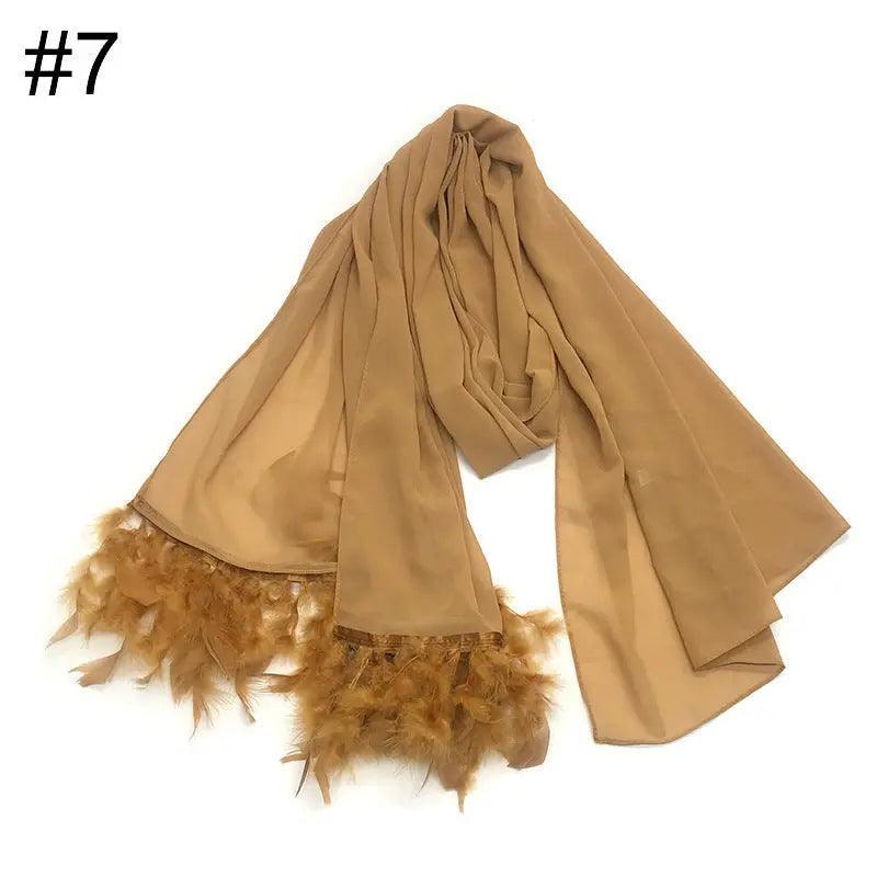 Chiffon Scarves Feather Scarf Hijab (MH039)