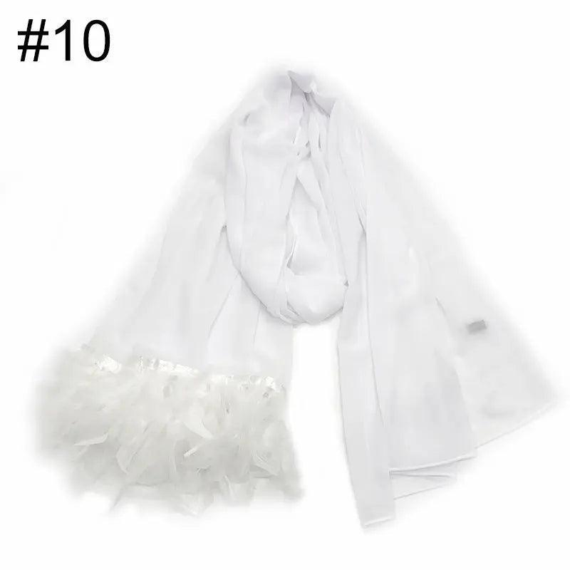 Chiffon Scarves Feather Scarf Hijab (MH039)