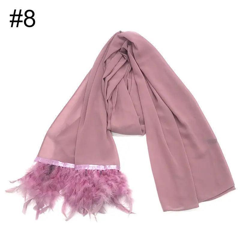 Chiffon Scarves Feather Scarf Hijab (MH039)