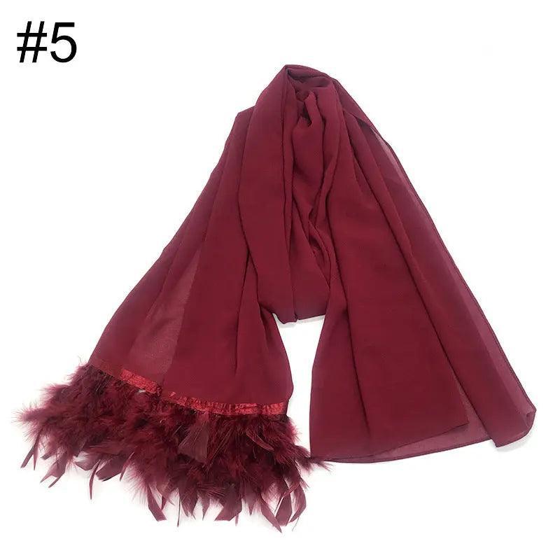 Chiffon Scarves Feather Scarf Hijab (MH039)