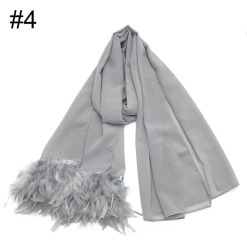 Chiffon Scarves Feather Scarf Hijab (MH039)