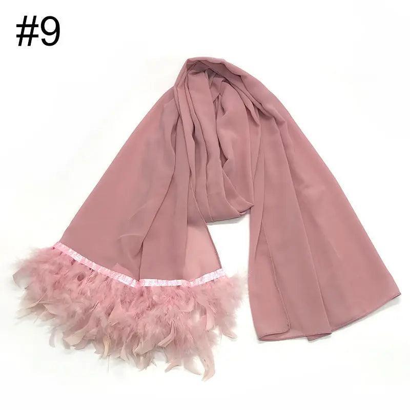 Chiffon Scarves Feather Scarf Hijab (MH039)