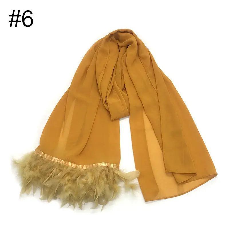 Chiffon Scarves Feather Scarf Hijab (MH039)