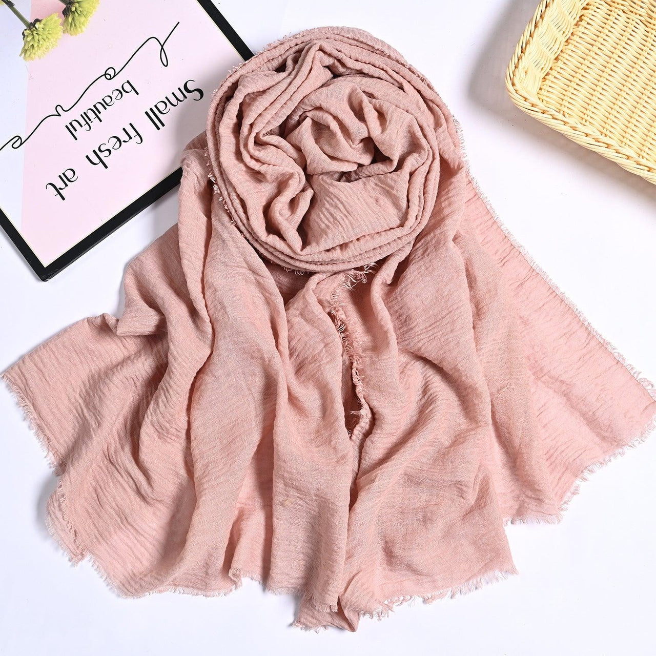 MH055 Encrypted Bubble Wrinkle Solid Color Hijab