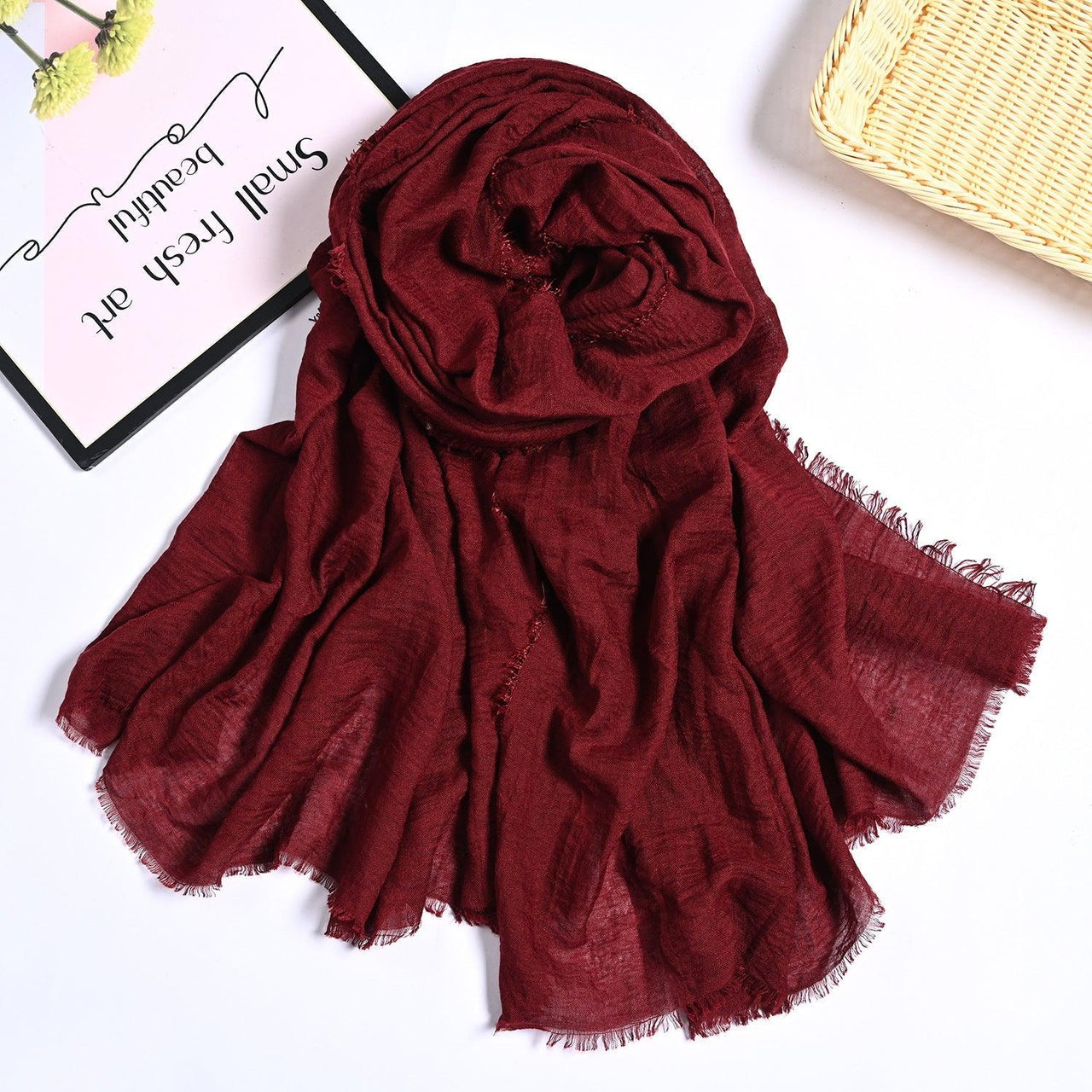 MH055 Encrypted Bubble Wrinkle Solid Color Hijab