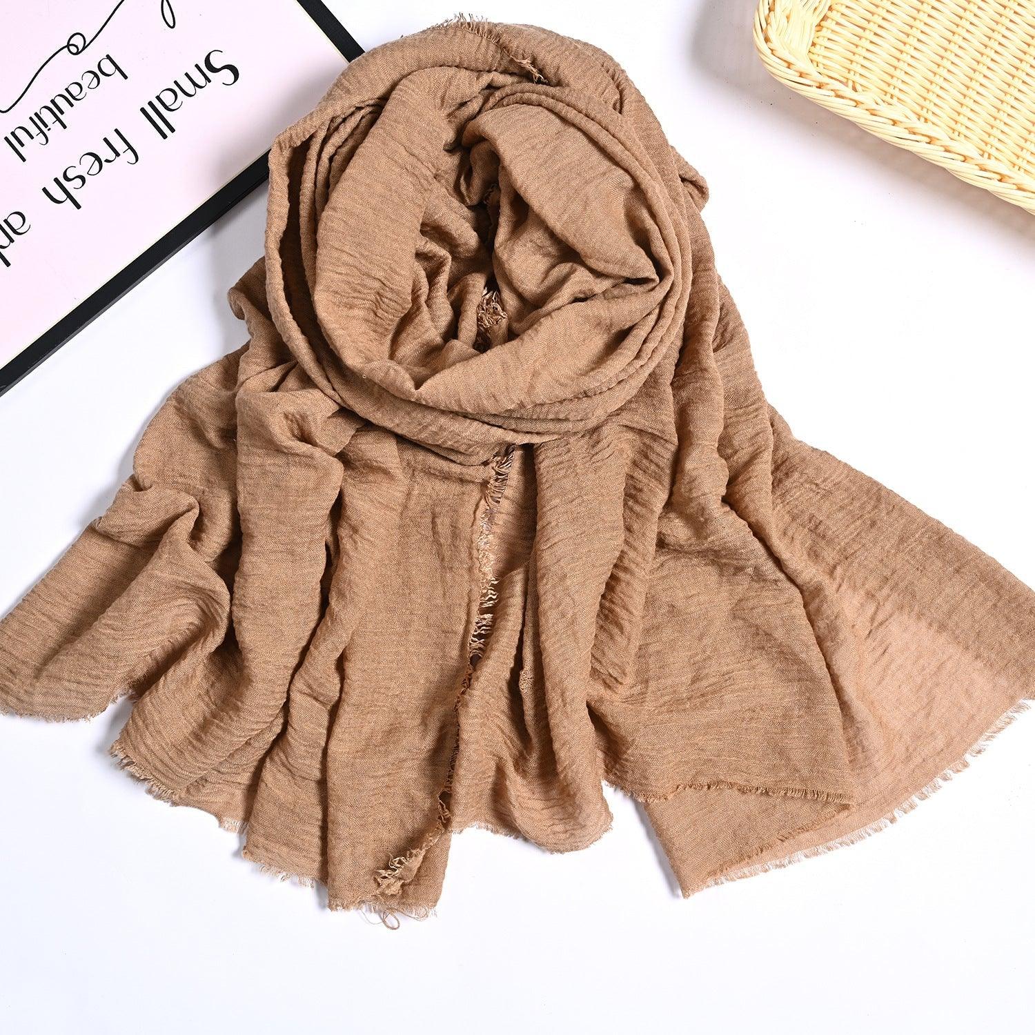 MH055 Encrypted Bubble Wrinkle Solid Color Hijab