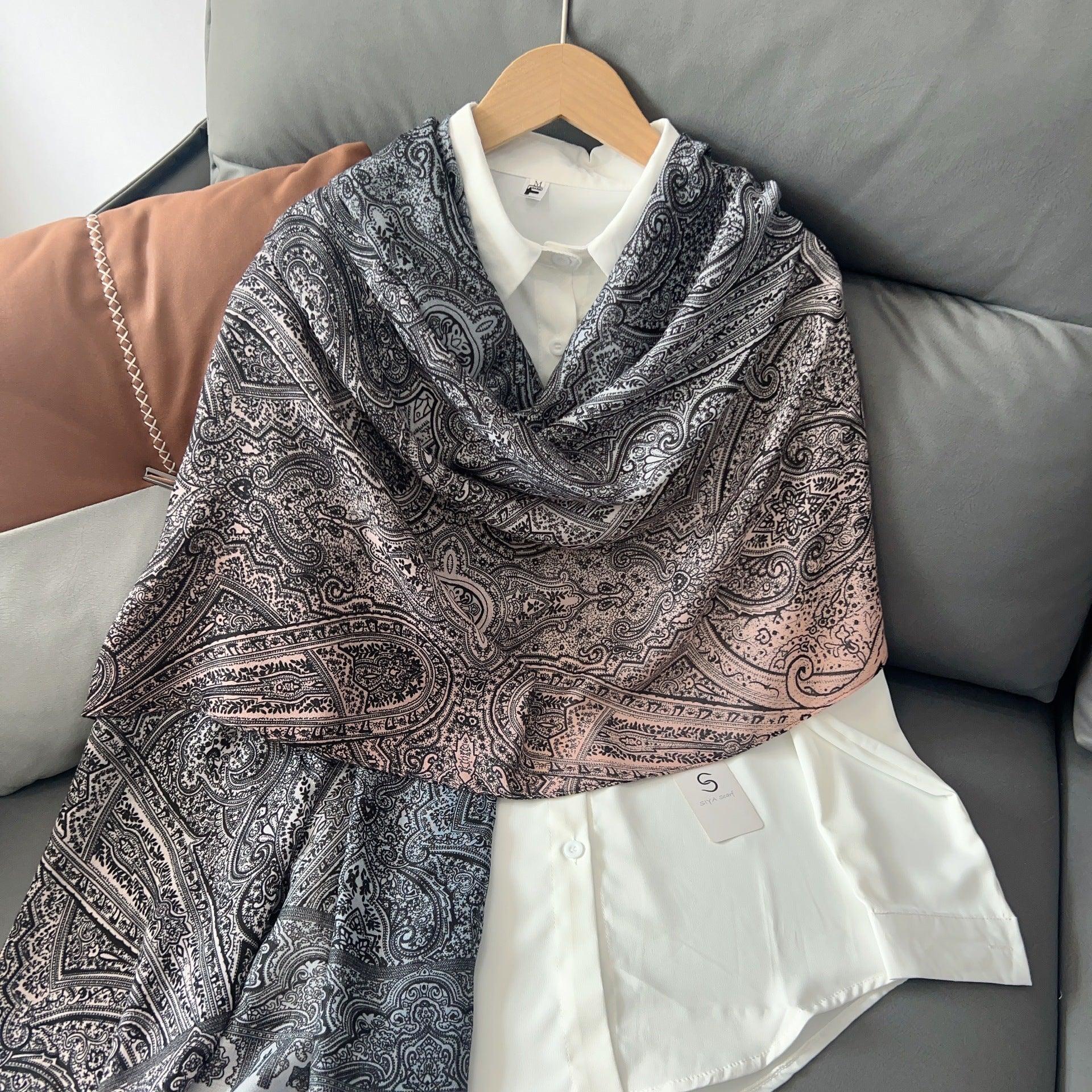 MH058 Cashew Printed Cotton And Linen Thin Hijab