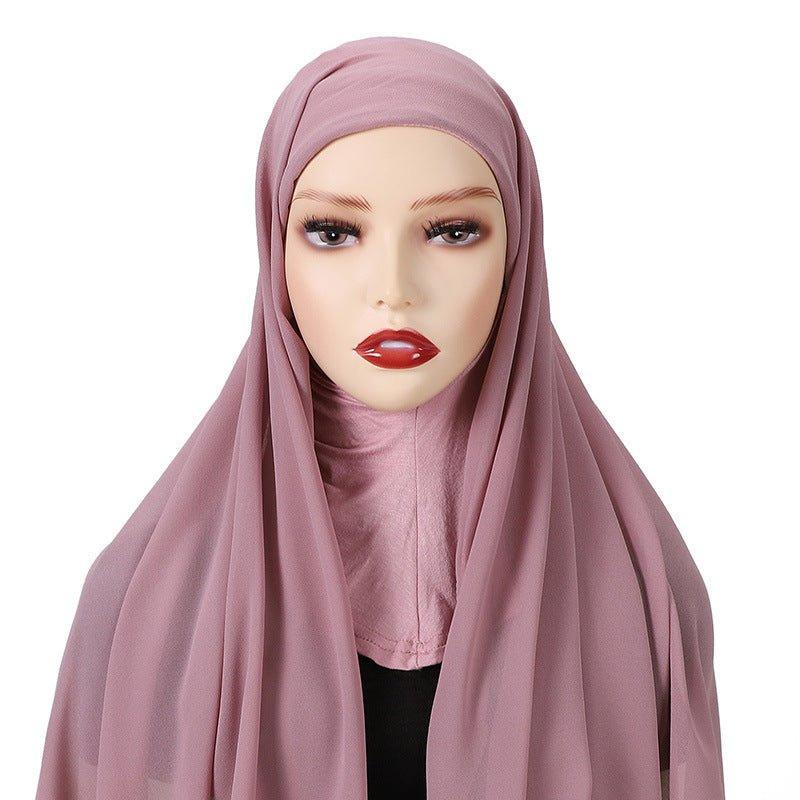 MH061 Pearl Chiffon One-Piece Bottom Hat Hijab