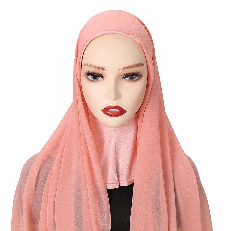 MH061 Pearl Chiffon One-Piece Bottom Hat Hijab