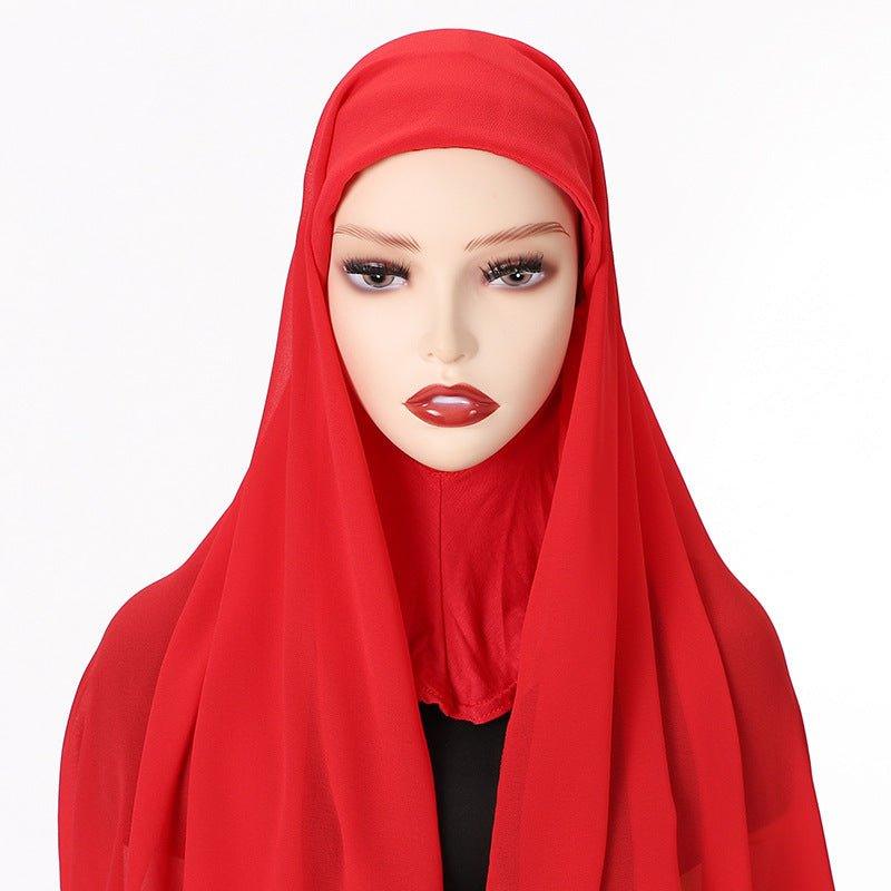 MH061 Pearl Chiffon One-Piece Bottom Hat Hijab