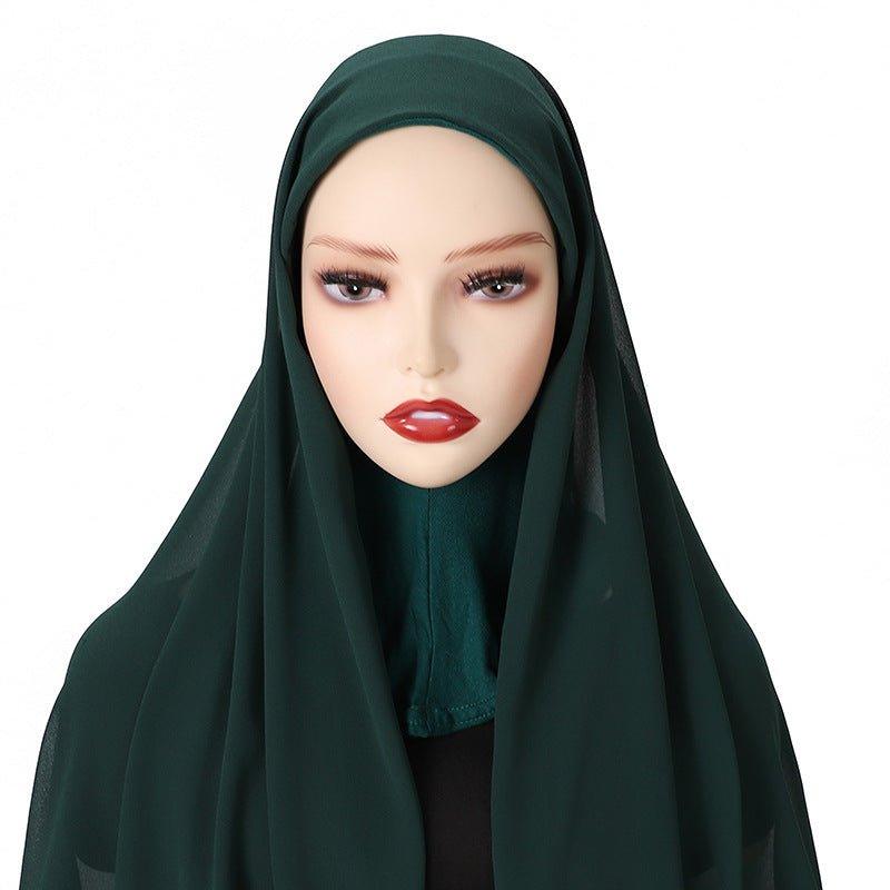 MH061 Pearl Chiffon One-Piece Bottom Hat Hijab