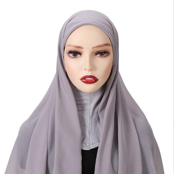 MH061 Pearl Chiffon One-Piece Bottom Hat Hijab