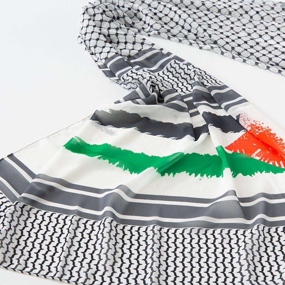 MH074 Keffiyeh Printed chiffon Hijab