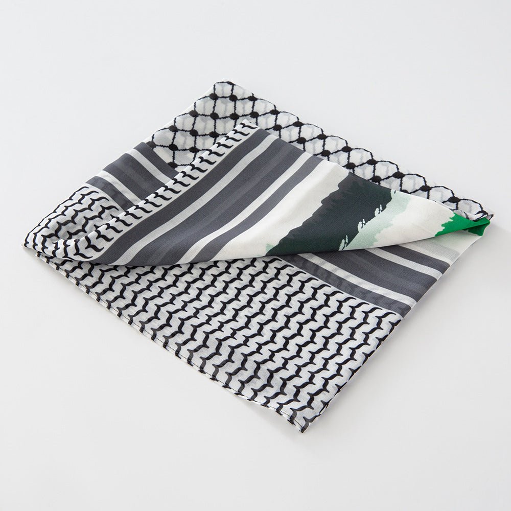 MH074 Keffiyeh Printed chiffon Hijab