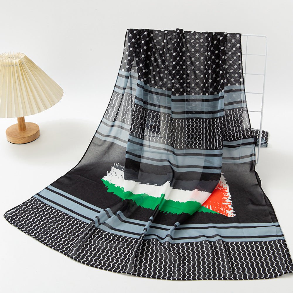 MH074 Keffiyeh Printed chiffon Hijab