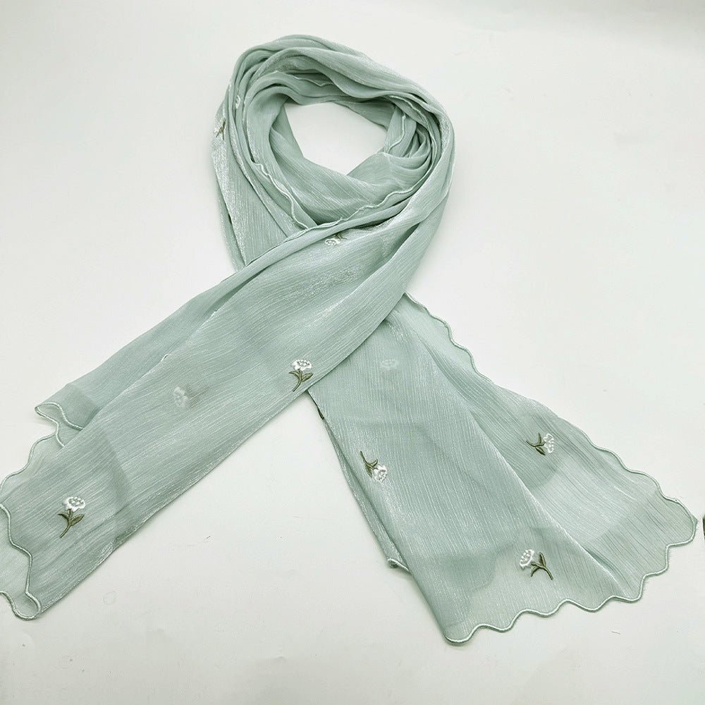 MH080 Breathable And Cool Crepe Embroidered Hijab