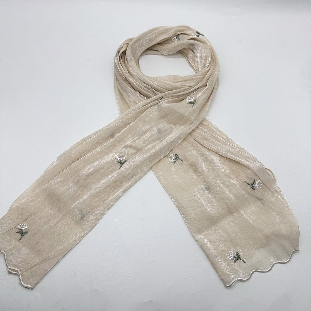 MH080 Breathable And Cool Crepe Embroidered Hijab