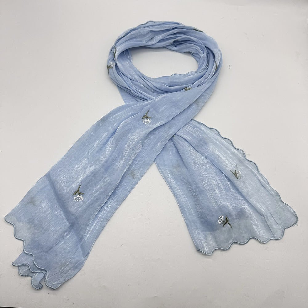 MH080 Breathable And Cool Crepe Embroidered Hijab
