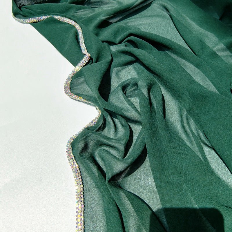 Diamond Trimmed Chiffon Hijab(MH087)