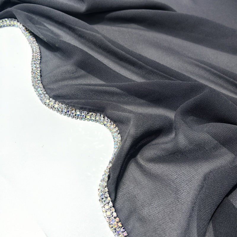 Diamond Trimmed Chiffon Hijab(MH087)
