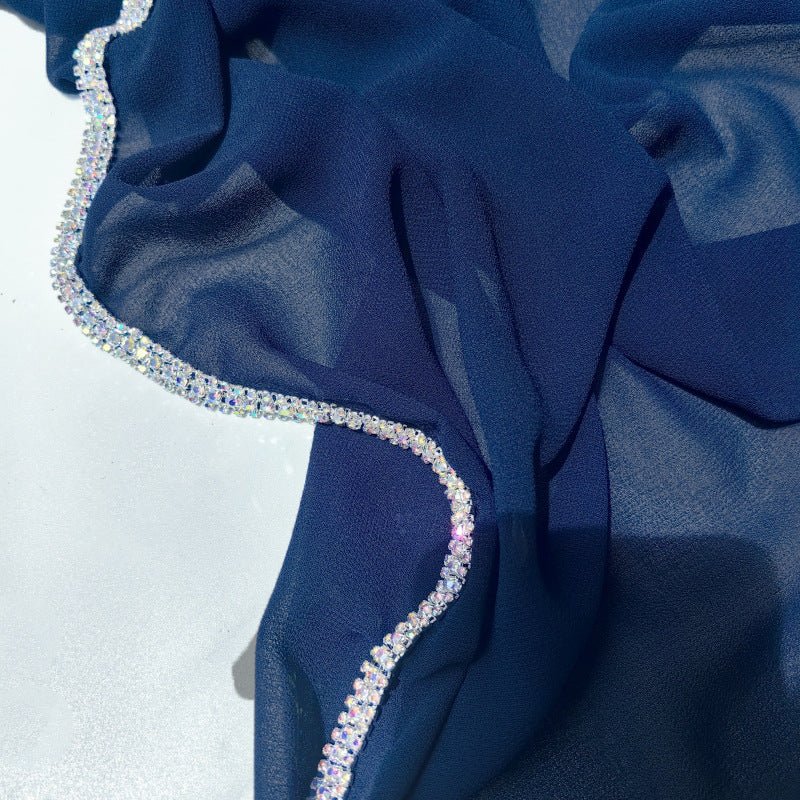 Diamond Trimmed Chiffon Hijab(MH087)