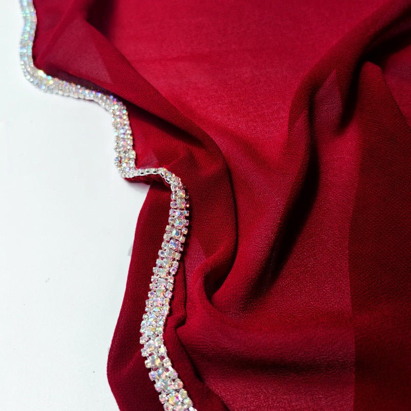 Diamond Trimmed Chiffon Hijab(MH087)