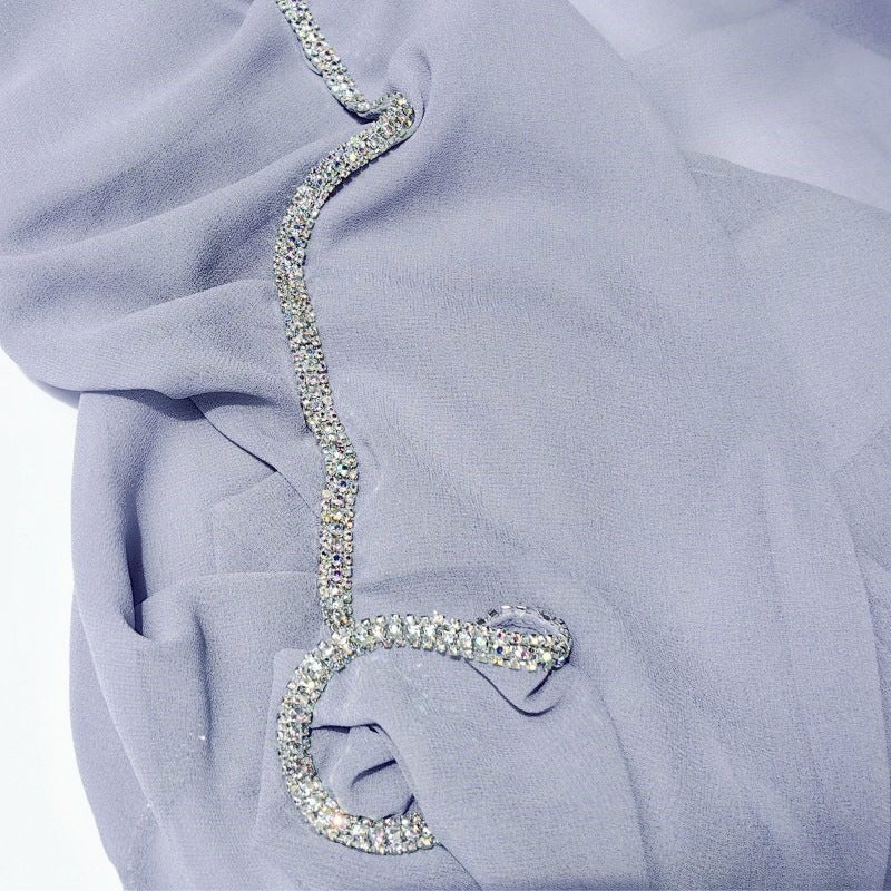 Diamond Trimmed Chiffon Hijab(MH087)