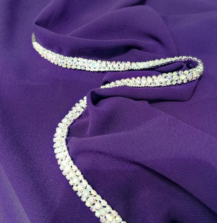 Diamond Trimmed Chiffon Hijab(MH087)