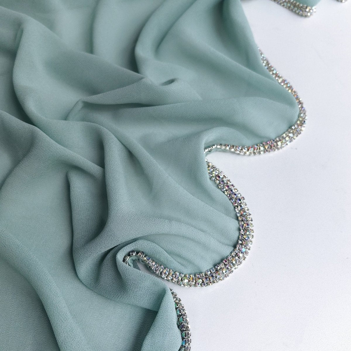Diamond Trimmed Chiffon Hijab(MH087)