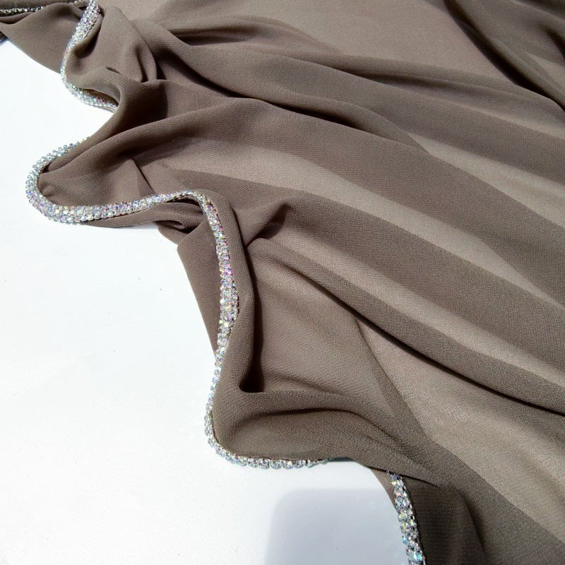 Diamond Trimmed Chiffon Hijab(MH087)