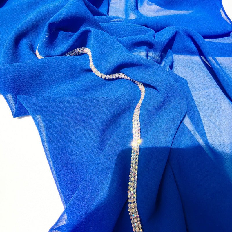 Diamond Trimmed Chiffon Hijab(MH087)