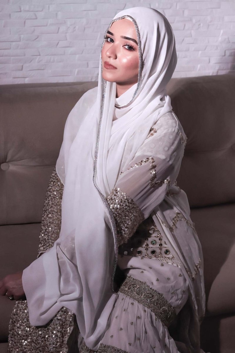 Diamond Trimmed Chiffon Hijab(MH087)