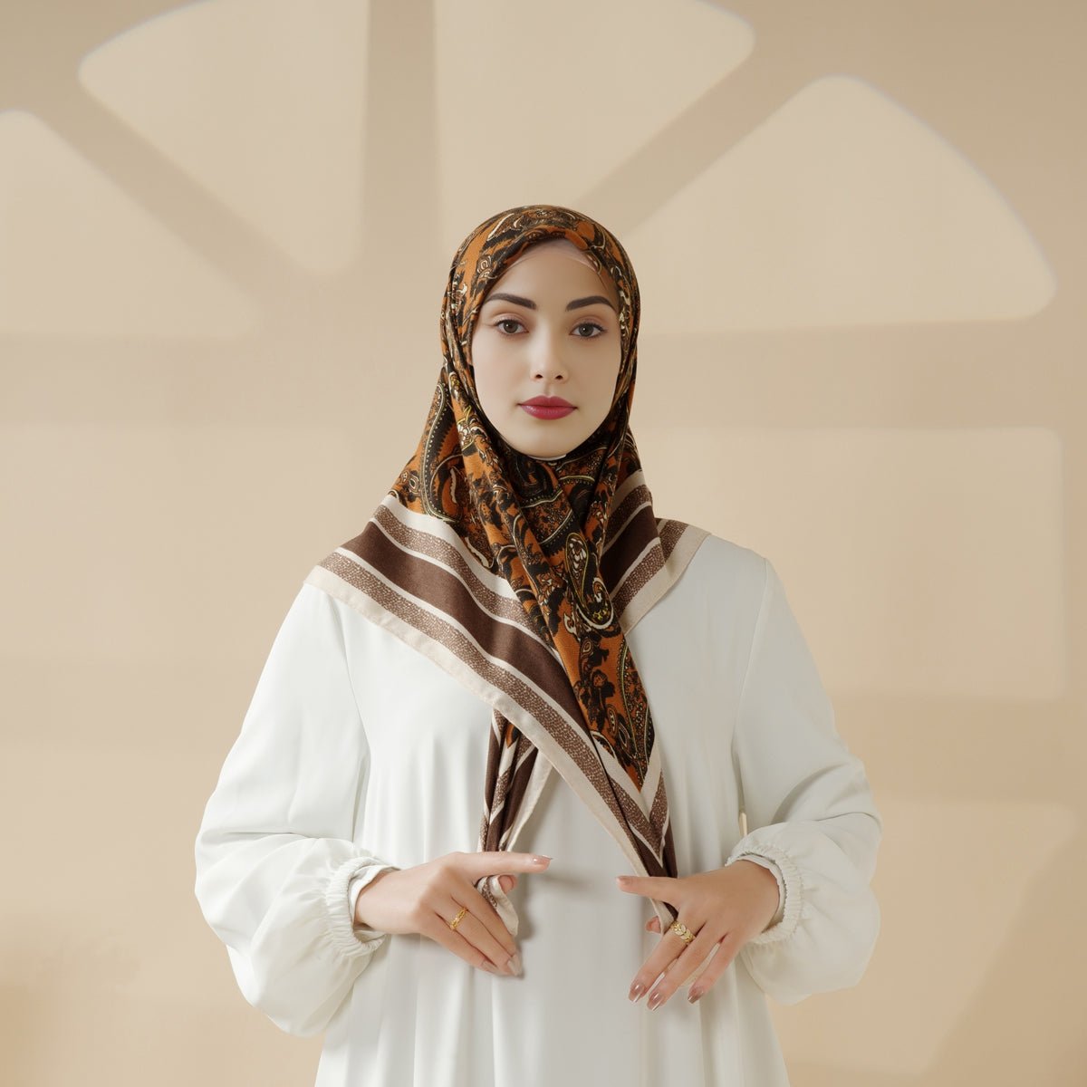 MH096 Printed Cashmere Touch Square Hijab