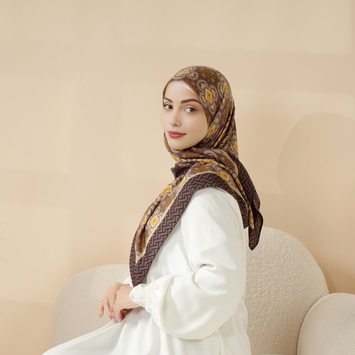MH096 Printed Cashmere Touch Square Hijab