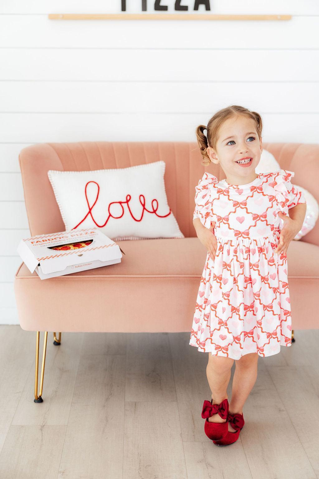 Lovebug 3/4 Sleeve Ruffle Twirl Dress