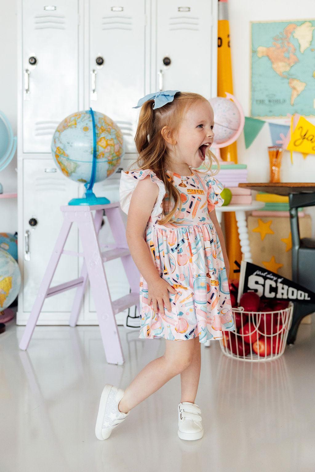 Class Act Flutter Sleeve Twirl Dress