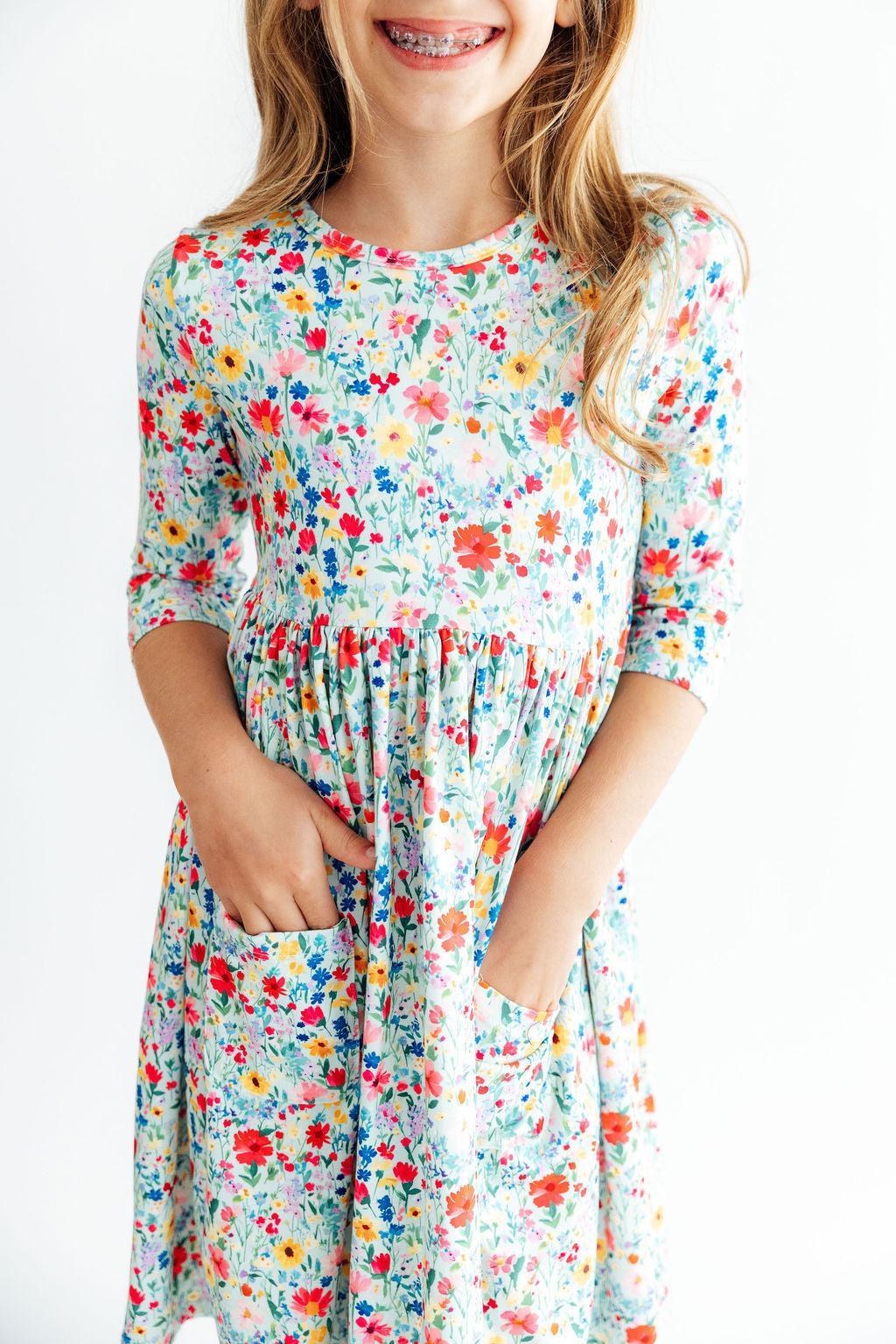 After the Rain 3/4 Sleeve Pocket Twirl Dress