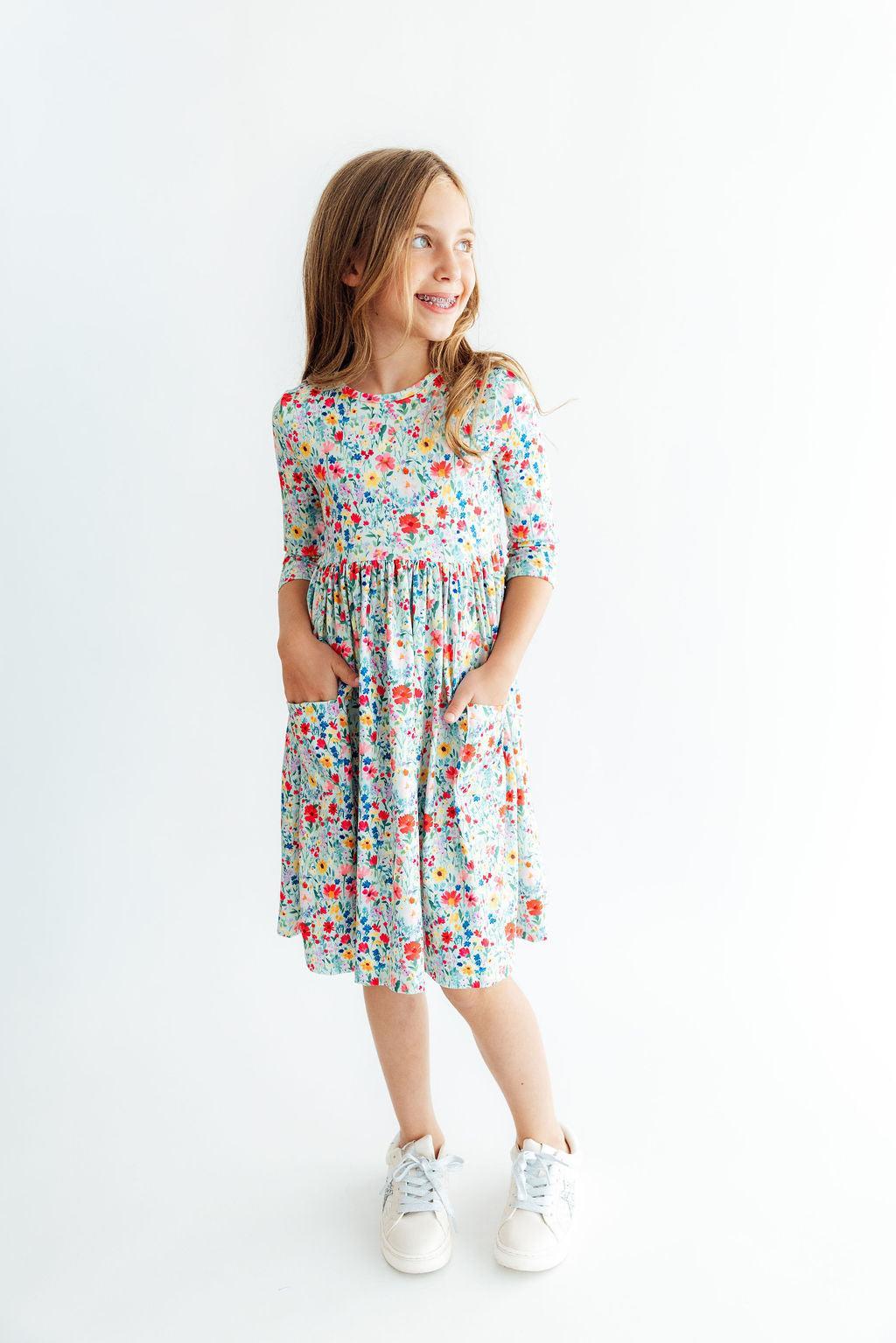 After the Rain 3/4 Sleeve Pocket Twirl Dress