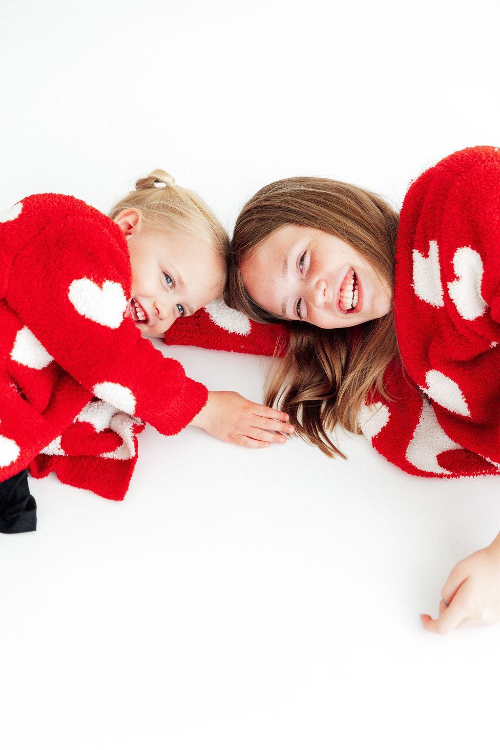 Red/Coconut Heart Cozy Cardigan