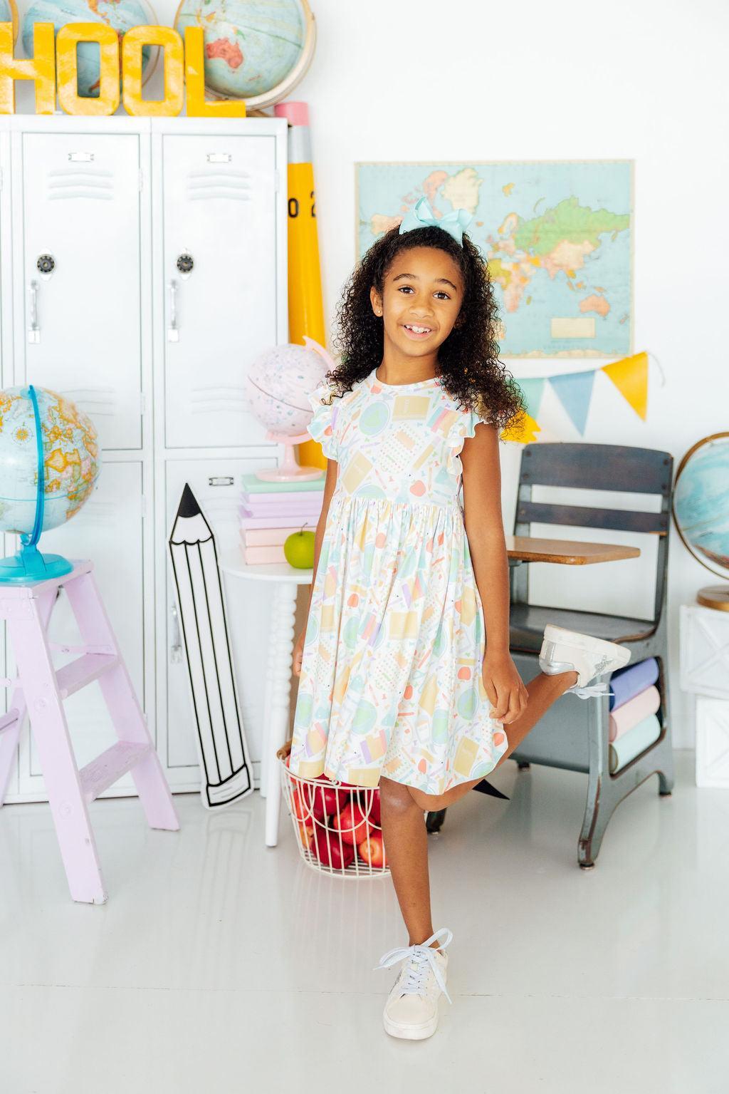 Campus Cutie Flutter Sleeve Twirl Dress