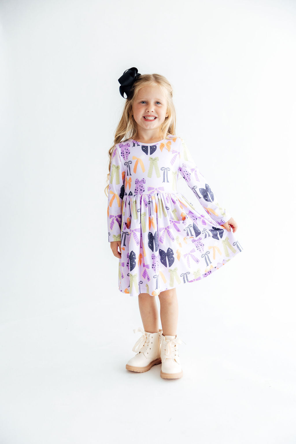 Tied with a Boo Lavender L/S Pocket Twirl Dress