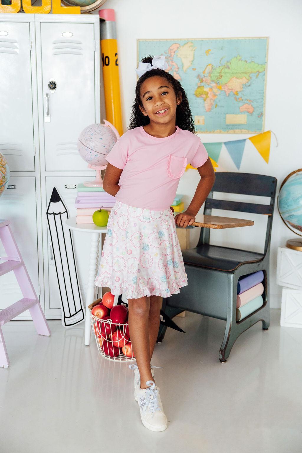 Bubblegum Pink Ruffle Pocket Tee
