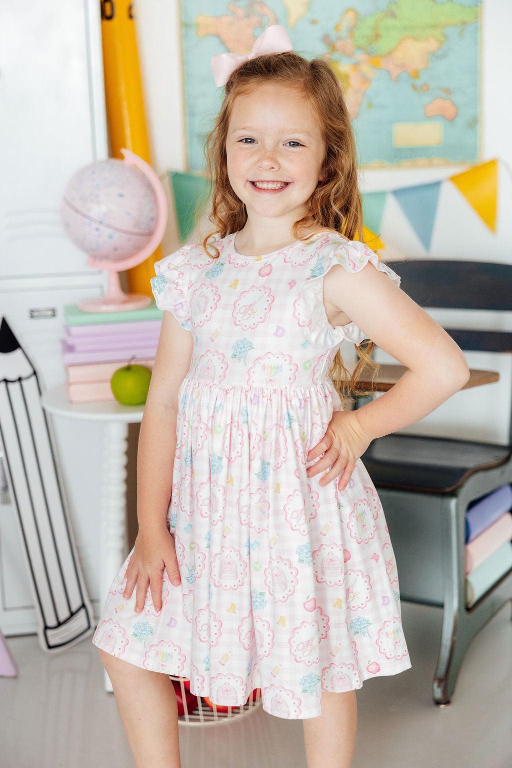 Apple of My Eye Flutter Sleeve Twirl Dress