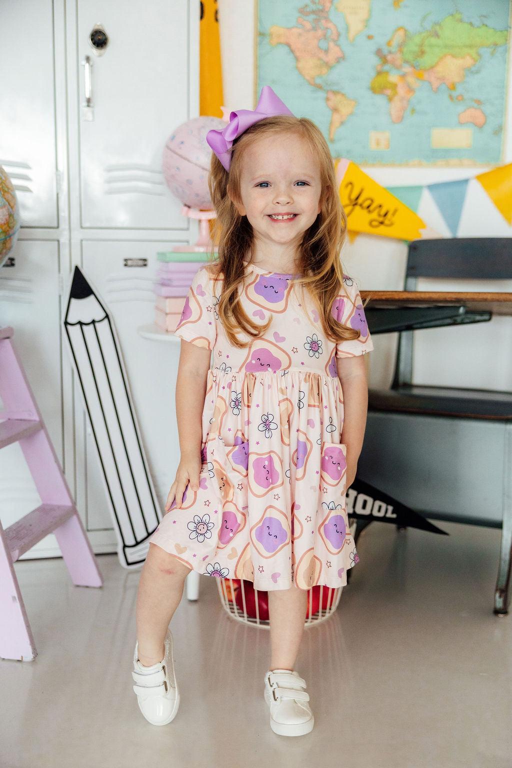 Peanut Butter Jelly Time S/S Pocket Twirl Dress