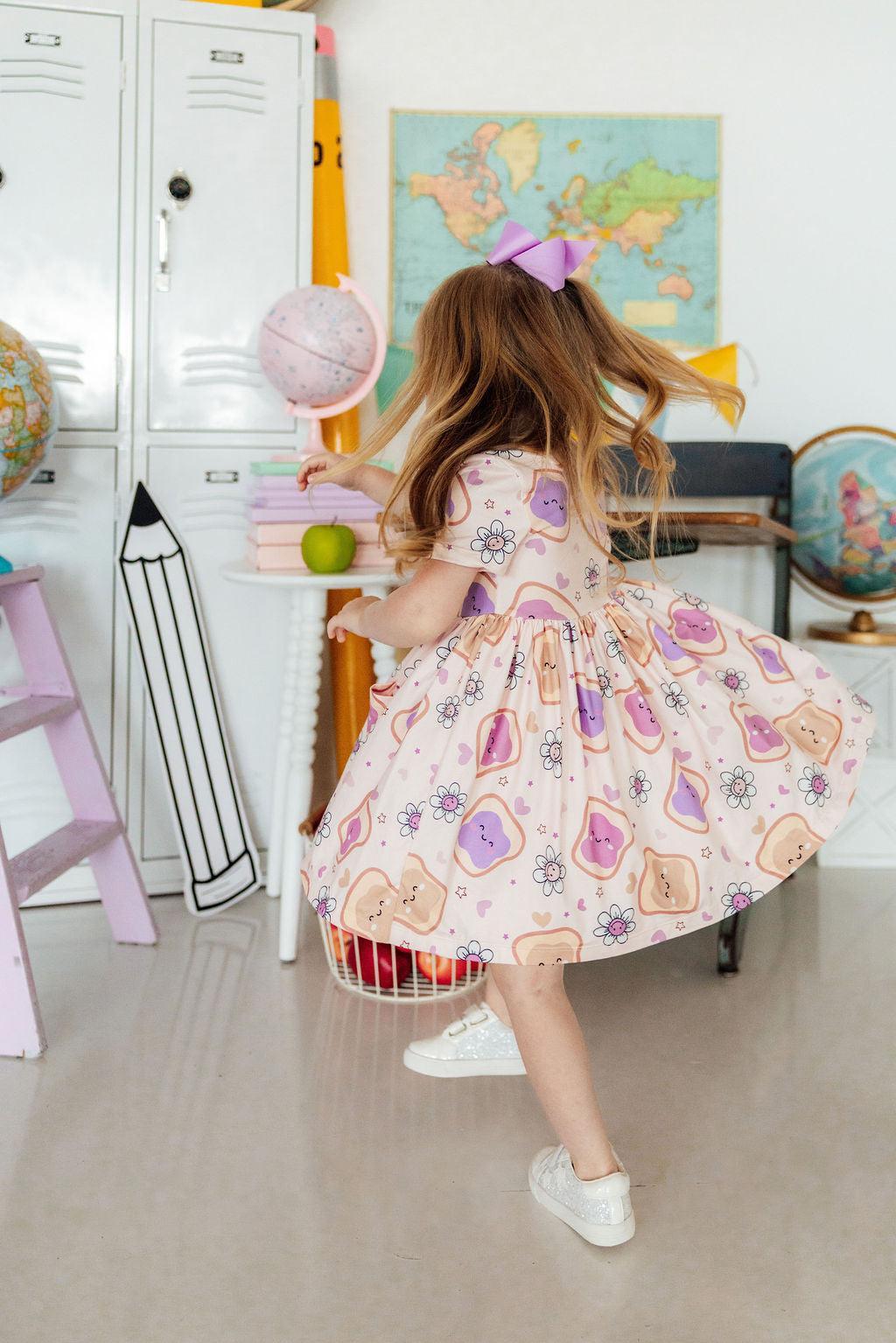 Peanut Butter Jelly Time S/S Pocket Twirl Dress