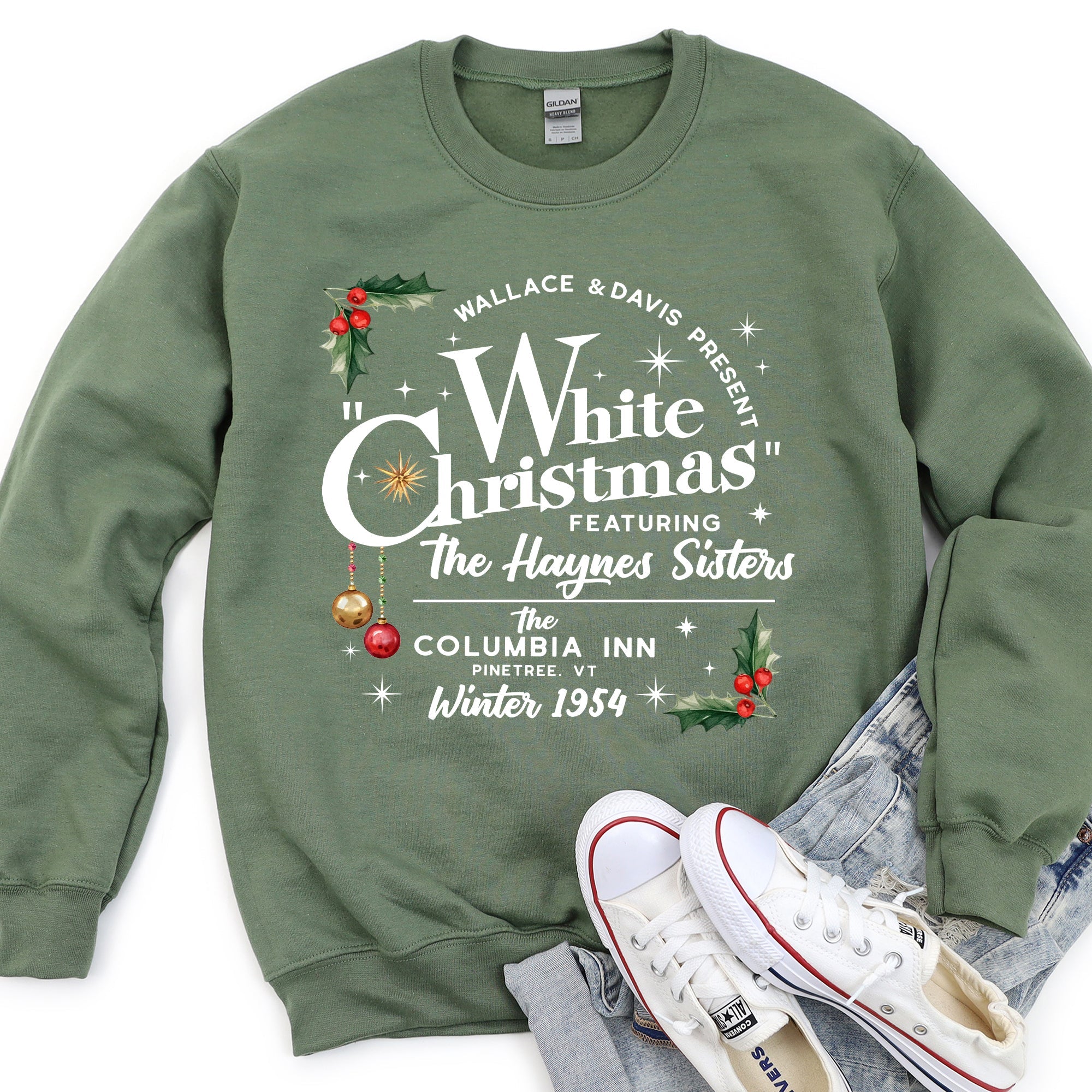 White Christmas Movie Classic Musical Vintage Style Graphic Print Premium Sweatshirt