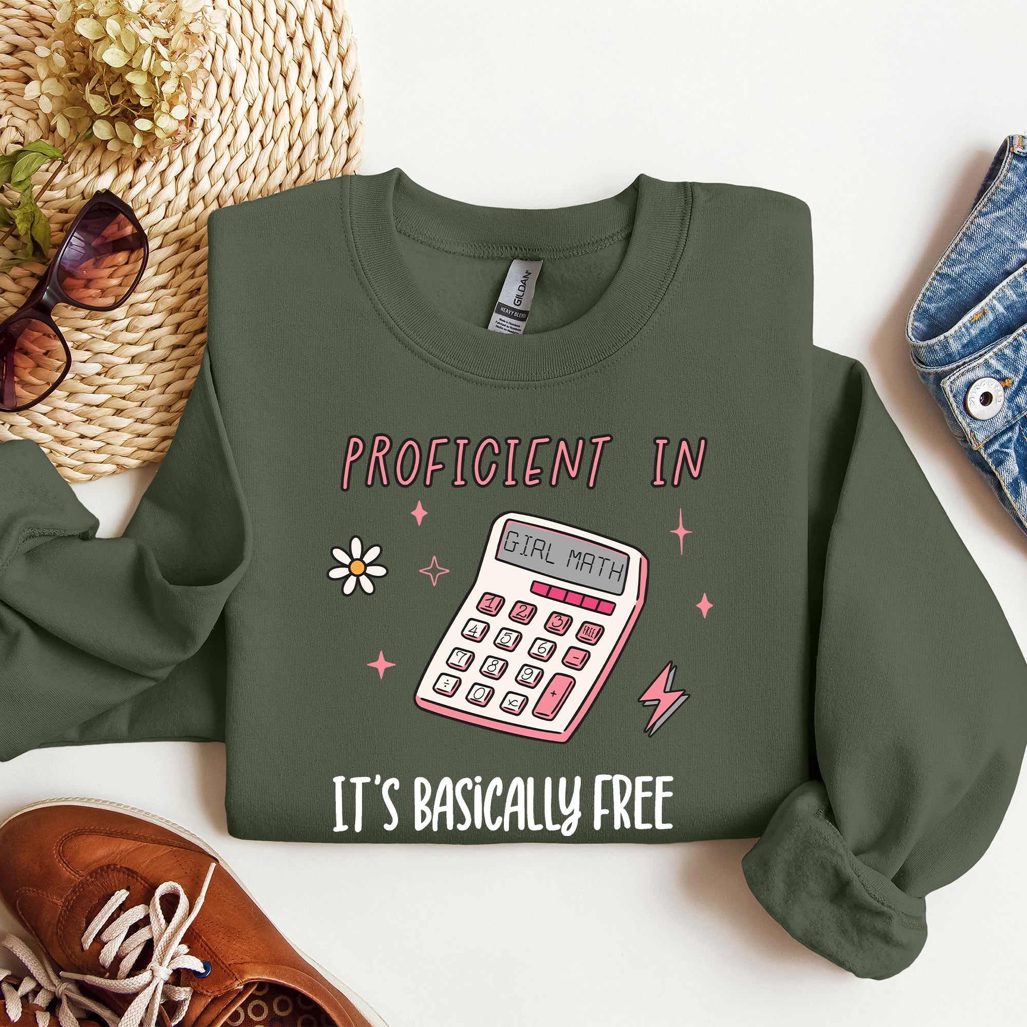 Girl Math Basically Free Calculator TikTok Quote About Spending Wisely For Laughs Sweatshirt