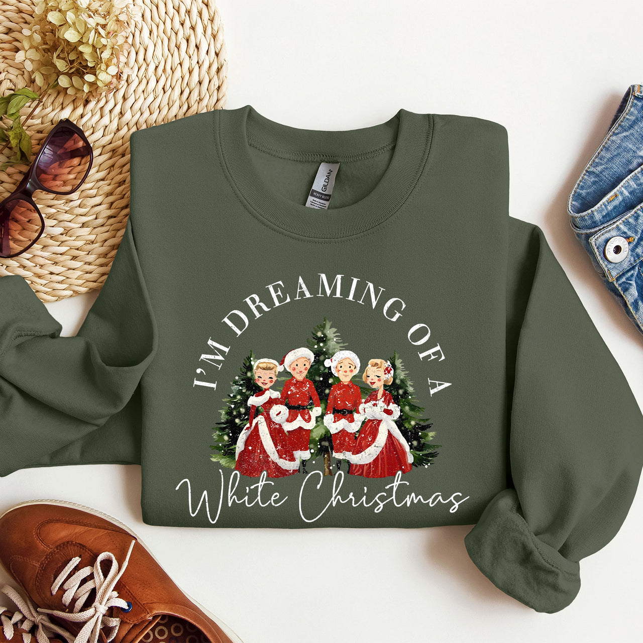 I'm Dreaming Of A White Christmas Retro Movie Classic Holiday Cozy Warm Sweatshirt