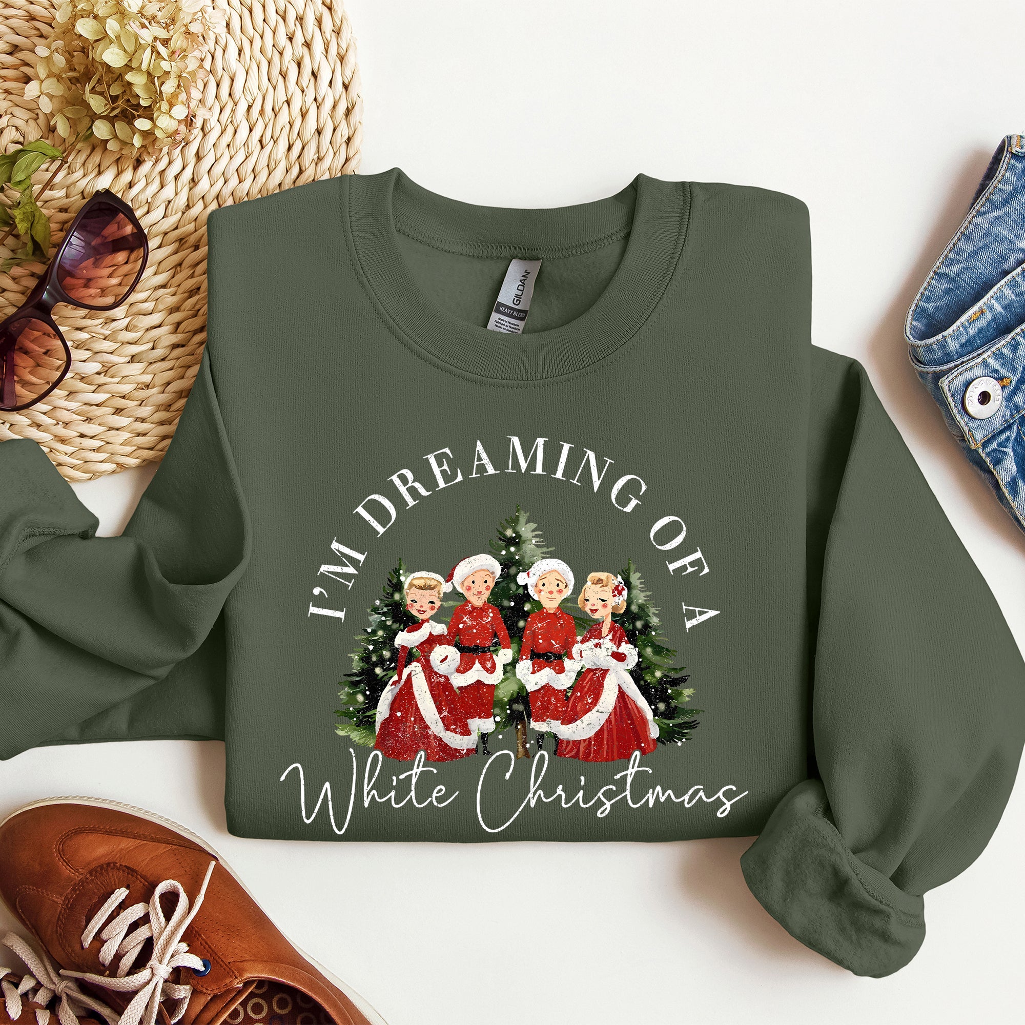 I'm Dreaming Of A White Christmas Retro Movie Classic Holiday Cozy Warm Sweatshirt