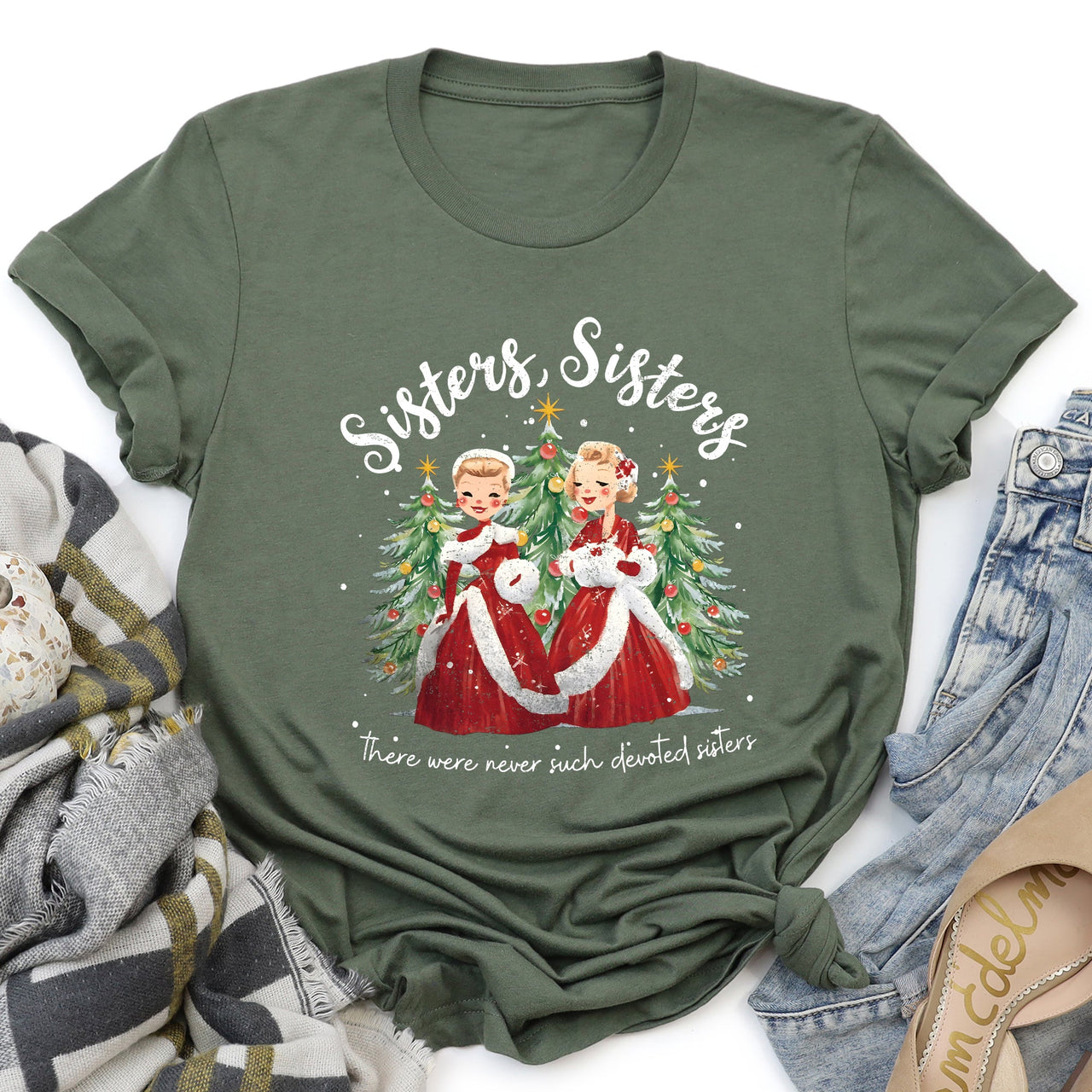 Sisters White Christmas Movie Musical Vintage Theatrical Tribute Inspired By Classic Film Poster Graphic Tee